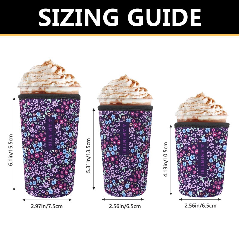Amintiri 3 Pack Reusable Sleeve for Iced Coffee Cup  Coffee Neoprene Sleeve for Iced&Hot Drinks  Coffee Sleeve Compatible with Starbucks  Dunkin Coffee Cup. (Garden World) - Image 2