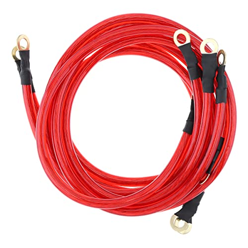 DriSentri 5 Point Car Universal Earth Ground Cables Grounding Wire System Kit High Performance Improve Power for Car Truck, Red - Image 1