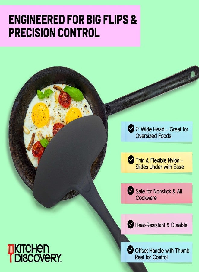 Kitchen Discovery Flexible Extra Wide Spatula - Kitchen Discovery - 7 Inch Wide Egg Flipper Pancake Turner for Fried Eggs, Pancakes, Omelets, and Fish - Cooking Nylon Spatula for Nonstick Cookware - Image 4