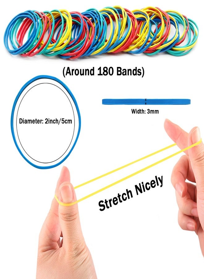 Anvin Rubber Band Ball 180 Around Rubber Bands 150g Elastics Colorful Bands Wrapping Bands Durable Bands for Stationery Document Organizing Stocking Fillers(Assorted Colors in Blue Green Red Yellow) - Image 2