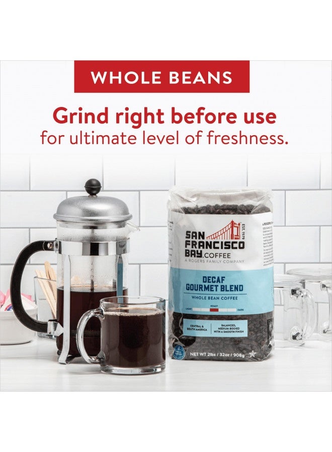 SAN FRANCISCO BAY Whole Bean Coffee - Decaf Gourmet Blend (2Lb Bag), Medium Roast, Swiss Water Processed  - Image 5