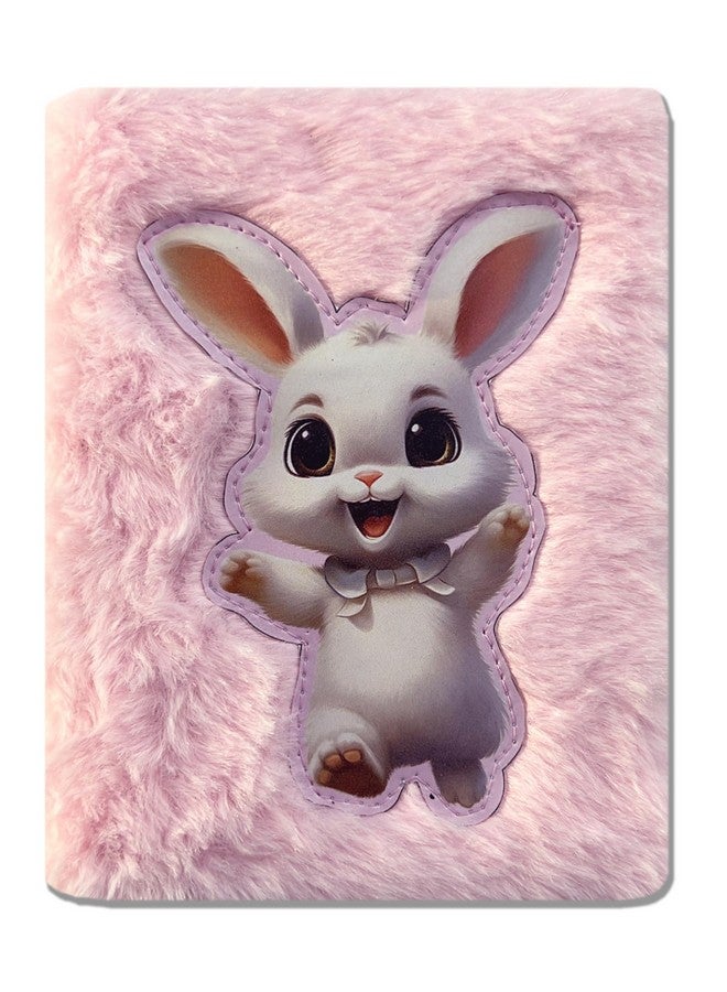 JIADA Jiada A6 Size Soft Fur Plush Fabric Diary/Personal Notebook Cute Animal Print - Rabbit 
