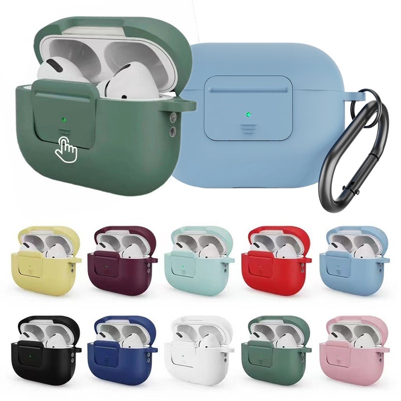 Earphone Silicone PC Protective Case with Switch Button and Buckle For AirPods Pro 2(Green)