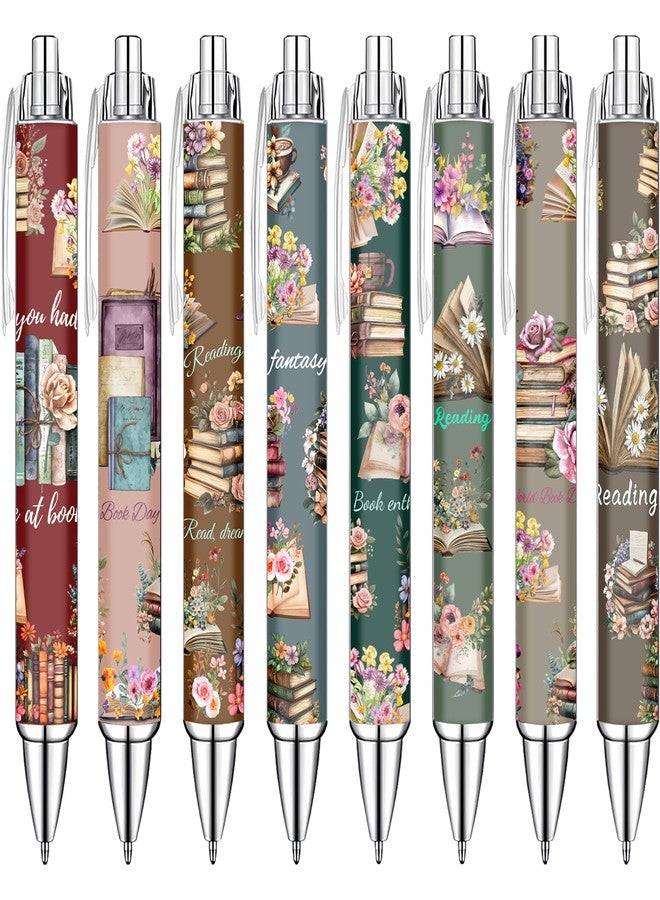 Idealmuzik Book Lover Pens Set - Cute Reading-Themed Gel Pens for Women, Teens, and Kids - Cozy Library Aesthetic Stationery for Journalers, Students, and Writers, 8 Pack - Image 1