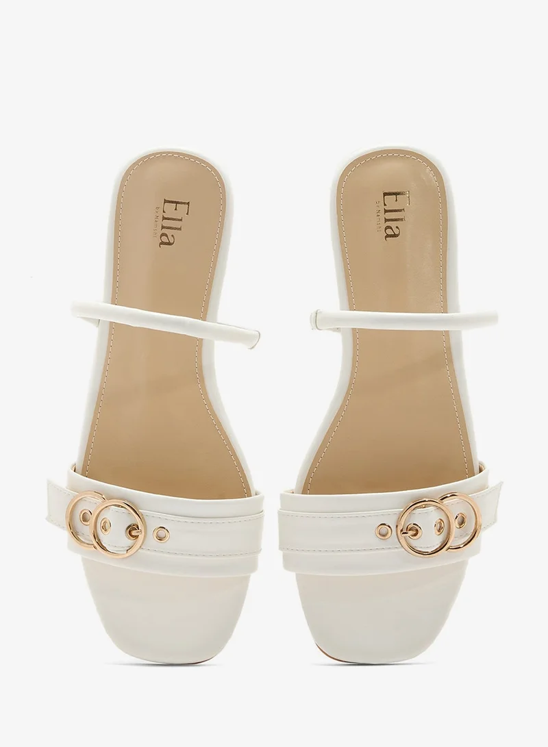Ella White Sling Back Flat Sandal for Women | Best Price UAE