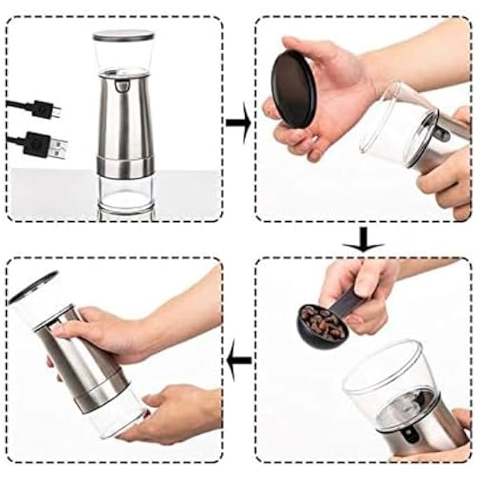 هالامودو مطحنة كهربائية من الفولاذ المقاوم للصدأ وشحن USB صغير الأوتوماتيكي بالفلفل ومطحنة حبوب القهوة - Image 5
