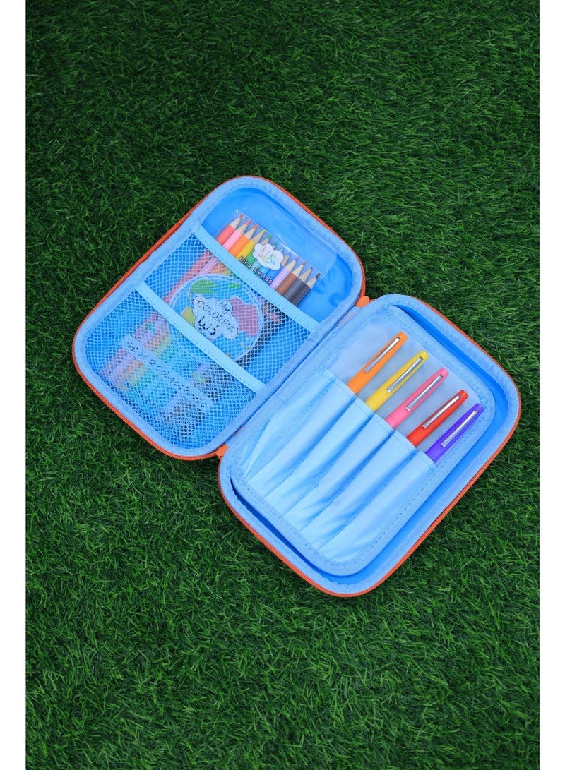 Kika Big EVA Good Vibes Faqat Pencil Case with Zipper | Hard Shell | Multi-Compartment School Stationery Organizer. - Image 4