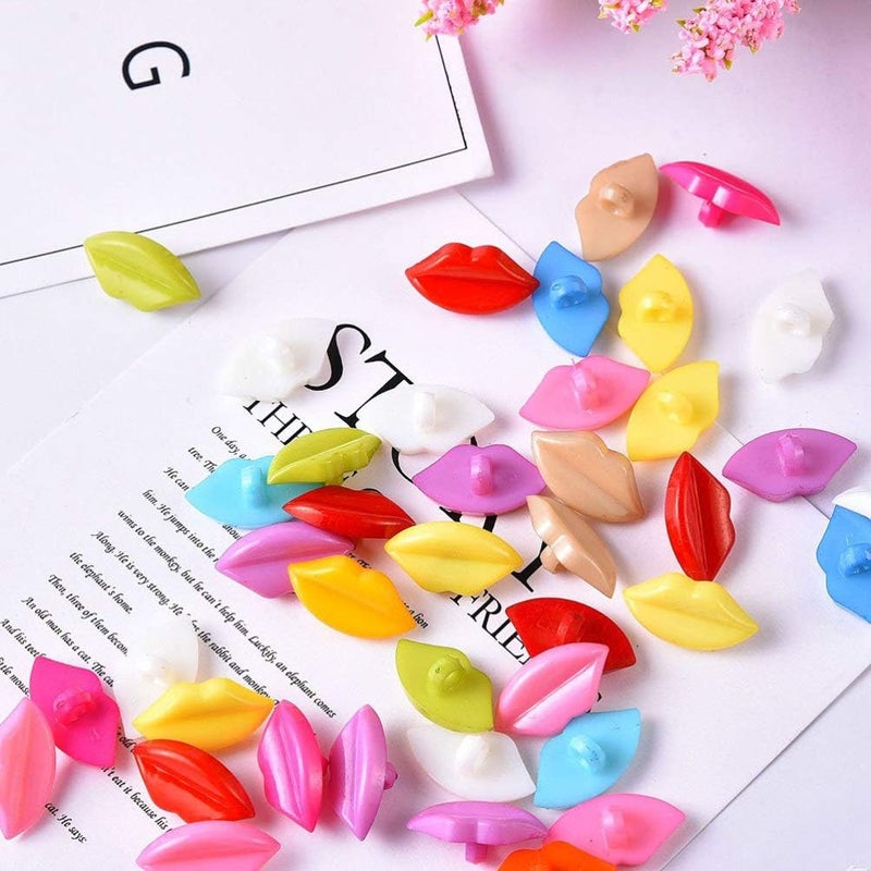 klarako 120pcs Colored Buttons Nylon 1 Holes Lips Buttons Sewing Buttons Clothes Decoration Christmas Dress Accessories for DIY Crafts Scrapbooking (Random Color) - Image 4