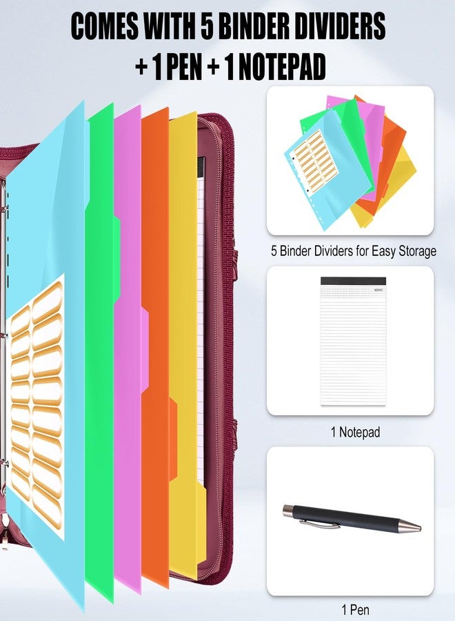 NATISERAUM Portfolio Organizer - 3 Ring Binder with Handle, Vegan Leather Business Padfolio Folder with Notepad, Includes 5 Dividers with 10 Pockets for Documents Files - Image 3