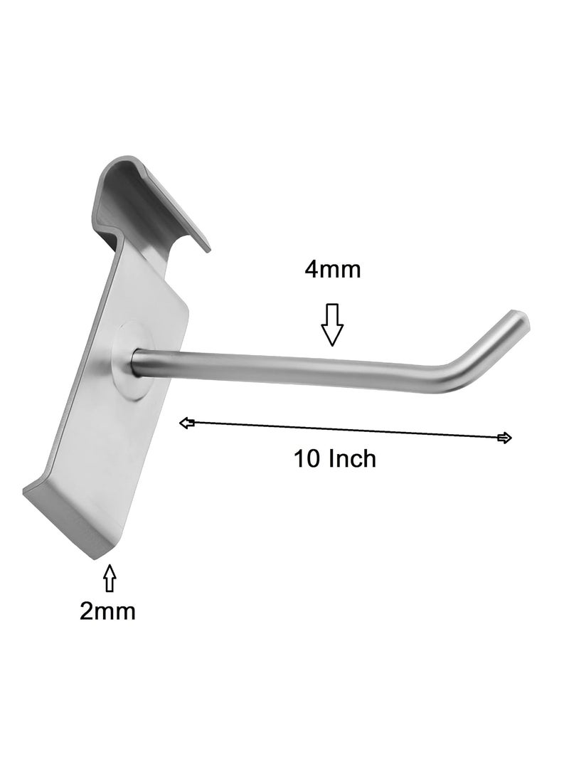 Nixnine Nixnine Stainless Steel Gridwall Display Hook Hanger for Grid Shelf HookWall Mount with Hardware Fittings Grid Panel Hooks Showroom Mobile Shop 10 Inch Pack of 2  - Image 4