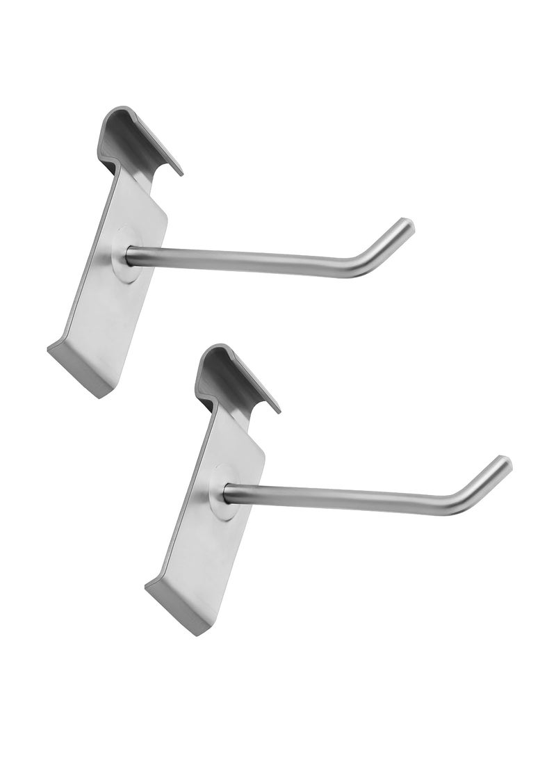 Nixnine Nixnine Stainless Steel Gridwall Display Hook Hanger for Grid Shelf HookWall Mount with Hardware Fittings Grid Panel Hooks Showroom Mobile Shop 10 Inch Pack of 2  - Image 1