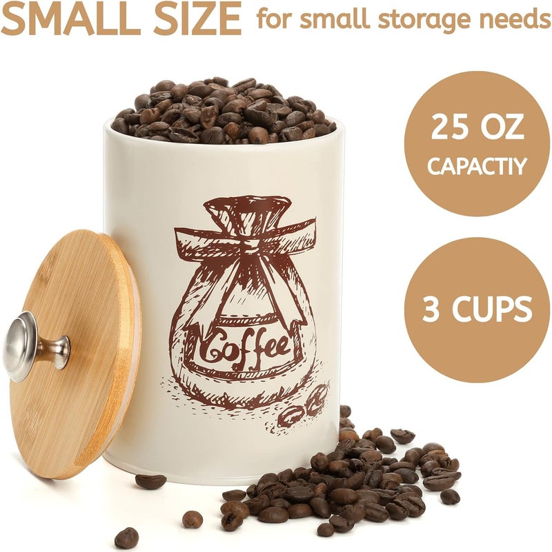 Youeon Canister Sets for Kitchen Counter, Coffee Sugar Tea Canister Set, Metal Vintage Kitchen Containers 3 Pack, Food Storage Containers with Bamboo Lid, Farmhouse Decor, Beige - Image 3