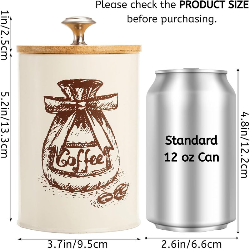 Youeon Canister Sets for Kitchen Counter, Coffee Sugar Tea Canister Set, Metal Vintage Kitchen Containers 3 Pack, Food Storage Containers with Bamboo Lid, Farmhouse Decor, Beige - Image 2