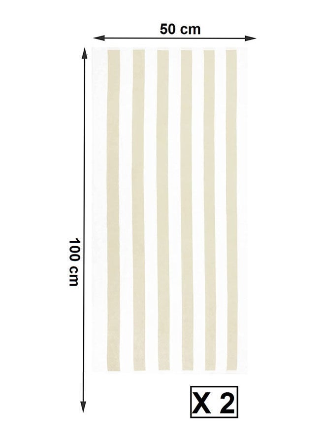 Signoola 2 Kids Bath towels 50 x 100 cm Beige Stripes, 100% cotton. 