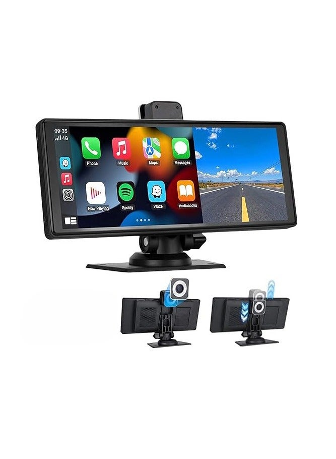 AROAQ Wireless Carplay Screen, 10.26 Inch High Definition Driving Recorder, Portable Car Stereo With HD Dash Cam, Wireless Carplay And Android Auto GPS Navigation With Backup Camera - Image 1