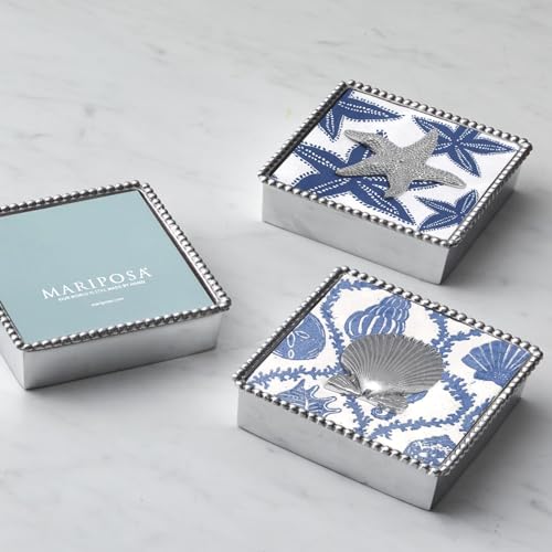 Mariposa Starfish Beaded Napkin Box - Image 3