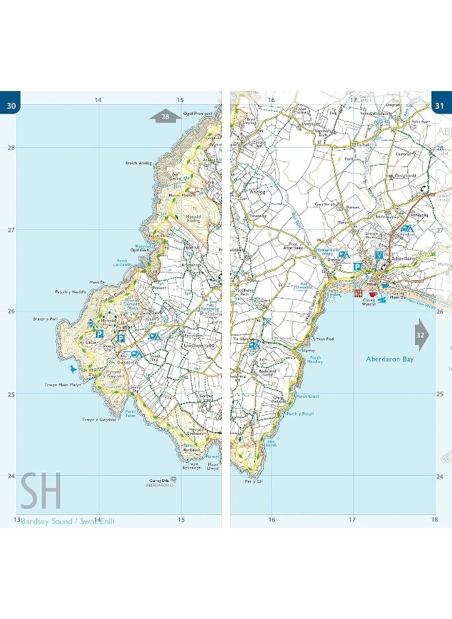 null - Llyn Peninsula Coast Path Map: 1:25,000 scale Ordnance Survey mapping for the Llyn Peninsula section of the Wales Coast Path - Image 1