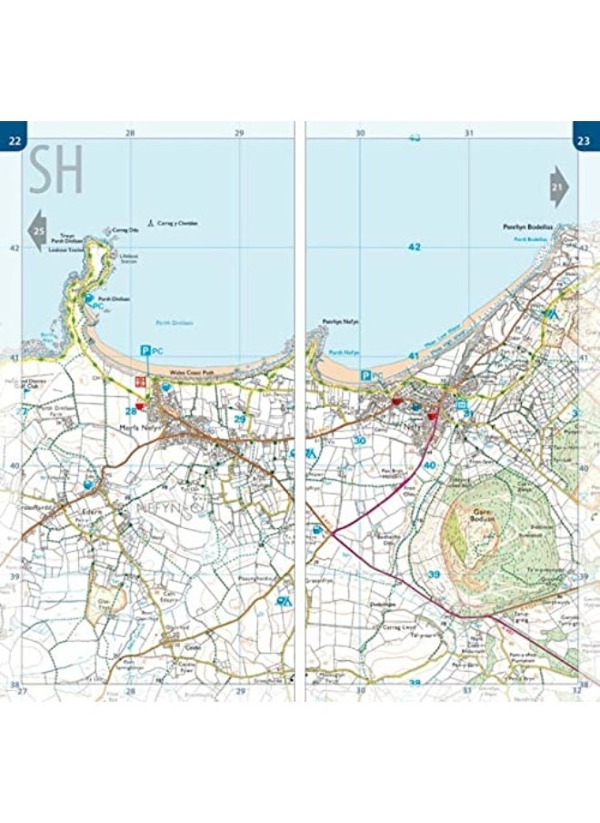 null - Llyn Peninsula Coast Path Map: 1:25,000 scale Ordnance Survey mapping for the Llyn Peninsula section of the Wales Coast Path - Image 1