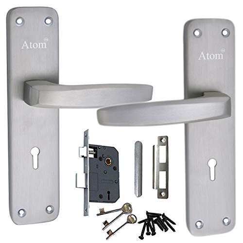 Atom 7inch Steel Alloy Door Lock for Home | Brass 6-Lever Locking Mechanism | SS Door handleset with Mortise Lock for Main Door Home/Office/Hotel (801KY) - Image 1