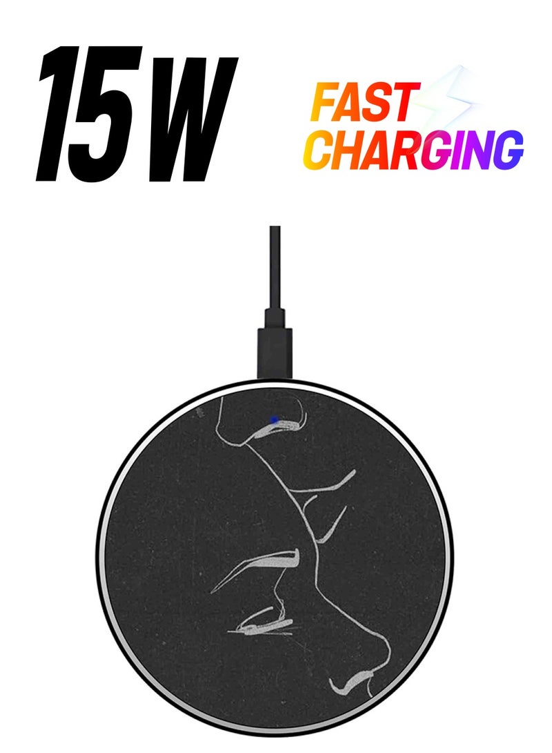 Theodor Printed Ultra Slim Fast Wireless Charger With USB Cable Black/Grey - Image 1