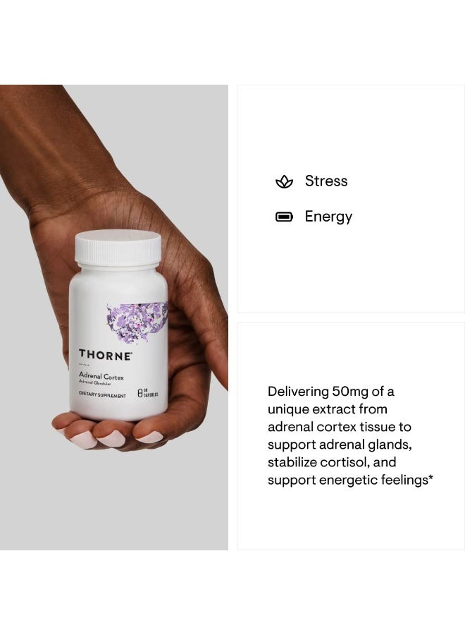 Thorne قشرة الغدة الكظرية - مكمل لإدارة الكورتيزول - دعم وظيفة الغدة الكظرية الصحية، نظام المناعة، إدارة التوتر، التعب والأيض* - 60 كبسولة - Image 4