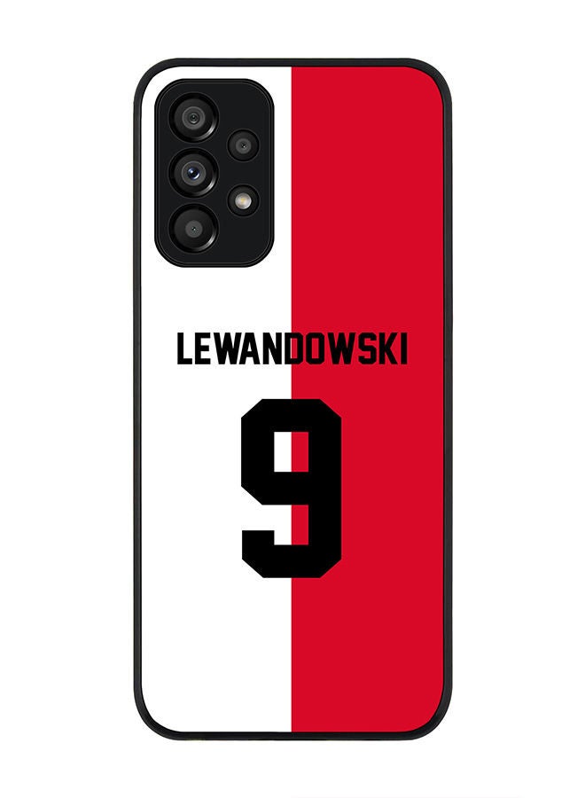 Stylizedd Rugged Black edge case for Samsung Galaxy A73 5G Slim fit Soft Case Flexible Rubber Edges Anti Drop TPU Gel Thin Cover - Football Team - Poland Player Name - Lewandowski - Image 1