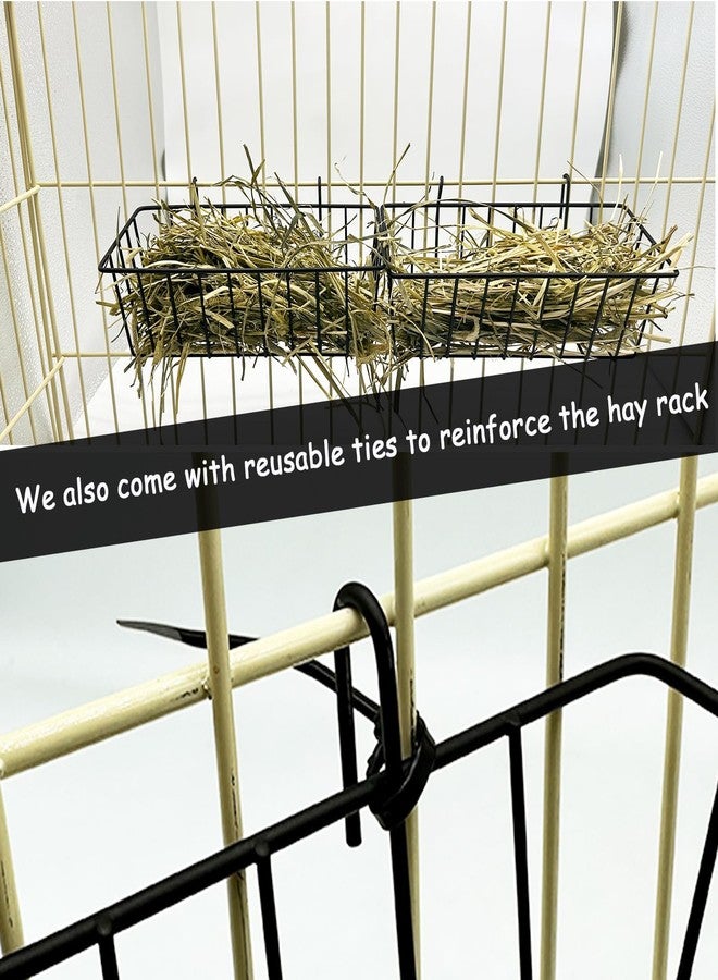 WEWAYKGJ Rabbit Hay Feeder Rack Guinea Pig Hay Dispenser for Cage Hanging Metal Feeder Small Animals Hay Holder Manger for Rabbits Guinea Pigs Chinchillas Ferrets (Black - 2 in a Group) - Image 2