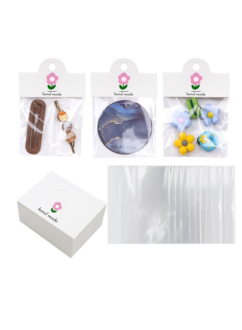 Captaintech Car Coaster Packaging, Include 100 Pcs Sublimation Car Coasters Cards and 100 Pcs Self-Adhesive Bags, for Bracelet, Car Coaster, Keychain, Display Cards for Selling, 3.9'×3.14'' - Image 1