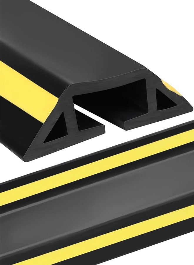 HAWAWA Floor Cord Cover 2M/6.5FT Self Adhesive Cord Hider Floor Cable Management Power Cord Protector Floor Electric Cord Covers for Home, Offices, School, Cable Cavity: 20MM(W) x 10MM(H) Black - Image 1