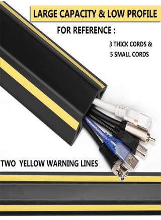 Floor Cord Cover 2M/6.5FT Self Adhesive Cord Hider Floor Cable Management Power Cord Protector Floor Electric Cord Covers for Home, Offices, School, Cable Cavity: 20MM(W) x 10MM(H) Black - view 3