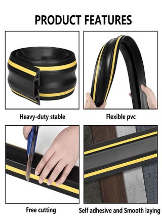 Floor Cord Cover 2M/6.5FT Self Adhesive Cord Hider Floor Cable Management Power Cord Protector Floor Electric Cord Covers for Home, Offices, School, Cable Cavity: 20MM(W) x 10MM(H) Black - view 4