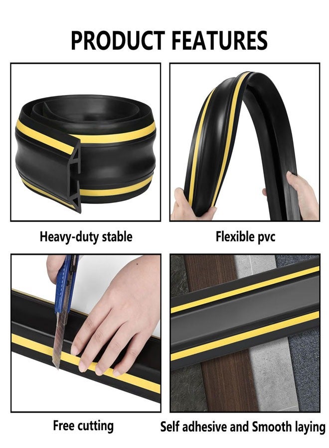 HAWAWA Floor Cord Cover 2M/6.5FT Self Adhesive Cord Hider Floor Cable Management Power Cord Protector Floor Electric Cord Covers for Home, Offices, School, Cable Cavity: 20MM(W) x 10MM(H) Black - Image 4