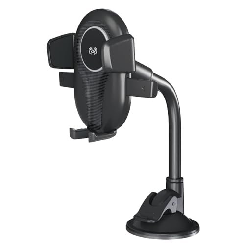 MOOSH Universal Car Mount Holder for iPhone Android and All Smartphones, 360° Rotating Dashboard & Windshield Mobile Stand with Strong Suction, Anti-Shock Grip, Adjustable Viewing Angles (Black) - Image 1