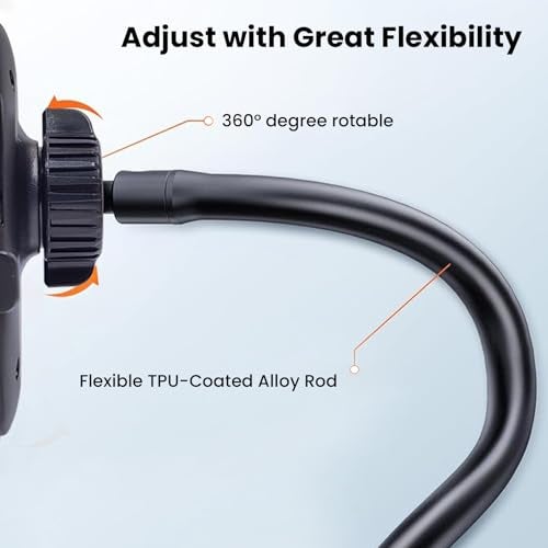 MOOSH Universal Car Mount Holder for iPhone Android and All Smartphones, 360° Rotating Dashboard & Windshield Mobile Stand with Strong Suction, Anti-Shock Grip, Adjustable Viewing Angles (Black) - Image 4