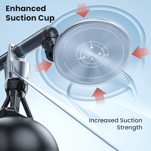 MOOSH Universal Car Mount Holder for iPhone Android and All Smartphones, 360° Rotating Dashboard & Windshield Mobile Stand with Strong Suction, Anti-Shock Grip, Adjustable Viewing Angles (Black) - Image 3