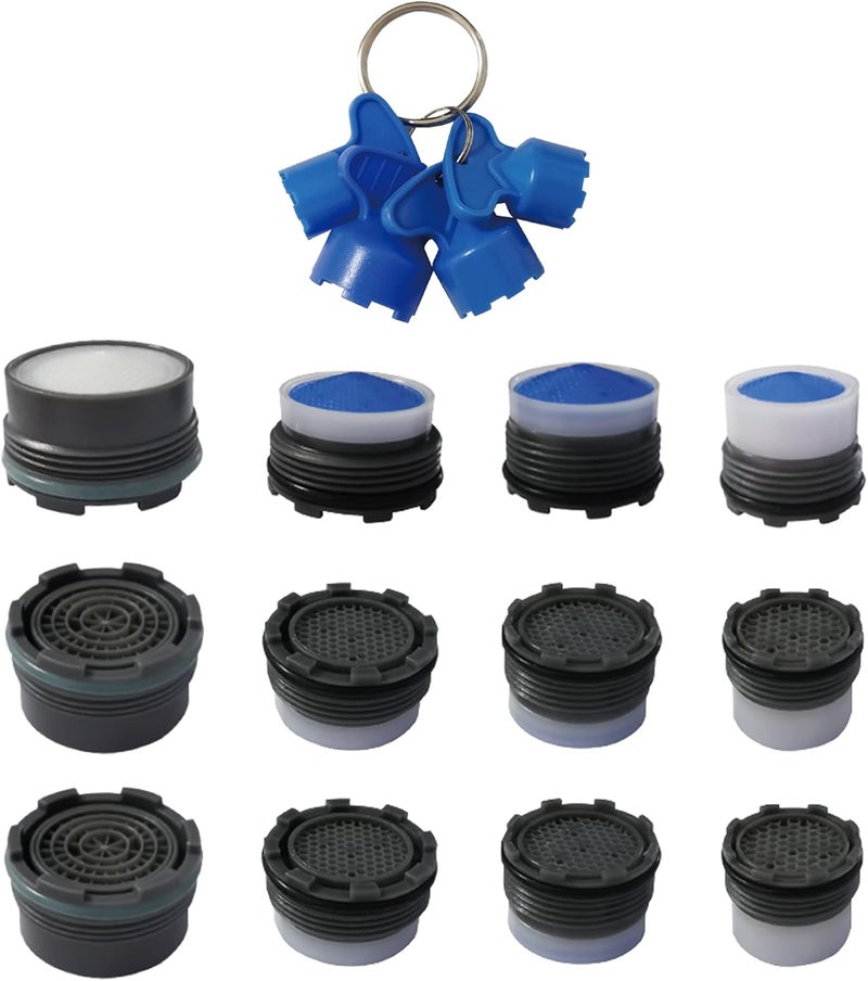 iFealClear 12 Pieces Faucet Sink Aerators with 4 Pieces Removal Wrench Tool, Water Saving Flow Restrictor Set Replacement Part, for Bathroom or Kitchen Sink, Male Threads 16.5 18.5 21.5 24 - Image 1