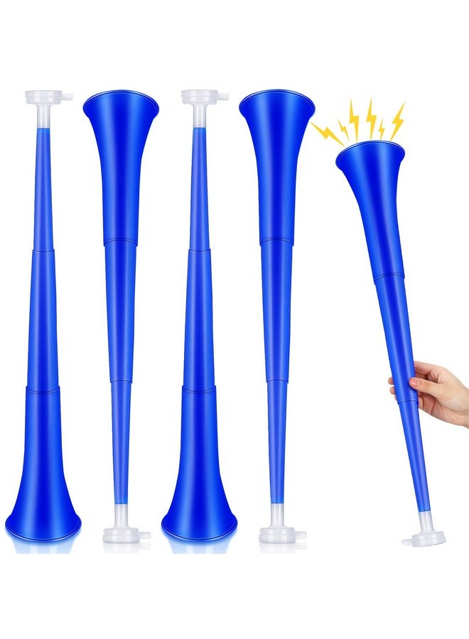 Sosation 4 Pieces Collapsible Stadium Horn 24 Inch Vuvuzela Plastic Trumpet Horn Blow Horn Noisemakers For Sporting Events Graduation Games School Sports Party Supplies Favors Accessories (Blue) - Image 1