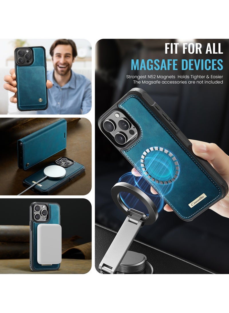 CaseMe Phone Case Cover Luxury PU Leather Design Flip Cover Card Slot Holder Support Magnetic wireless charging Back Cover detachable Compatible with IPhone 16 Pro Max  ( Green ) - Image 5