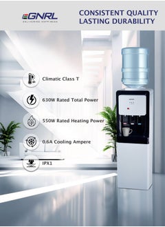 EGNRL 3-TAPS Water Dispenser Top Loading Equipped with Hot, Cold & Ambient Temperature, With Storage Cabinet, Child Safety Lock | Best for Home Kitchen & Office | White,  EGWD1715, One Year Brand Warranty  - Image 3