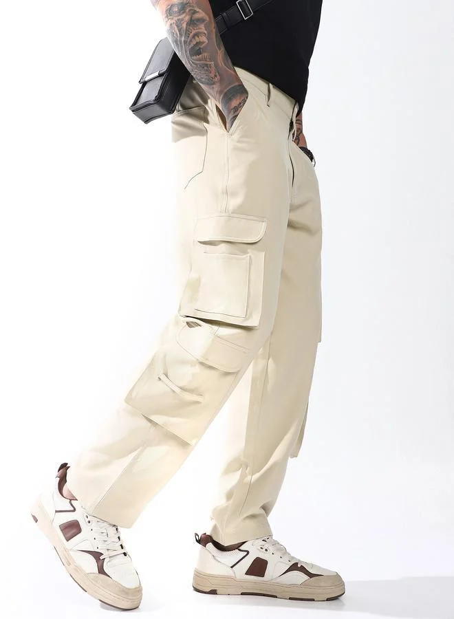 هوبرهولمي بنطلون كارغو رجالي كوري مستقيم بقصة مريحة وثقيلة