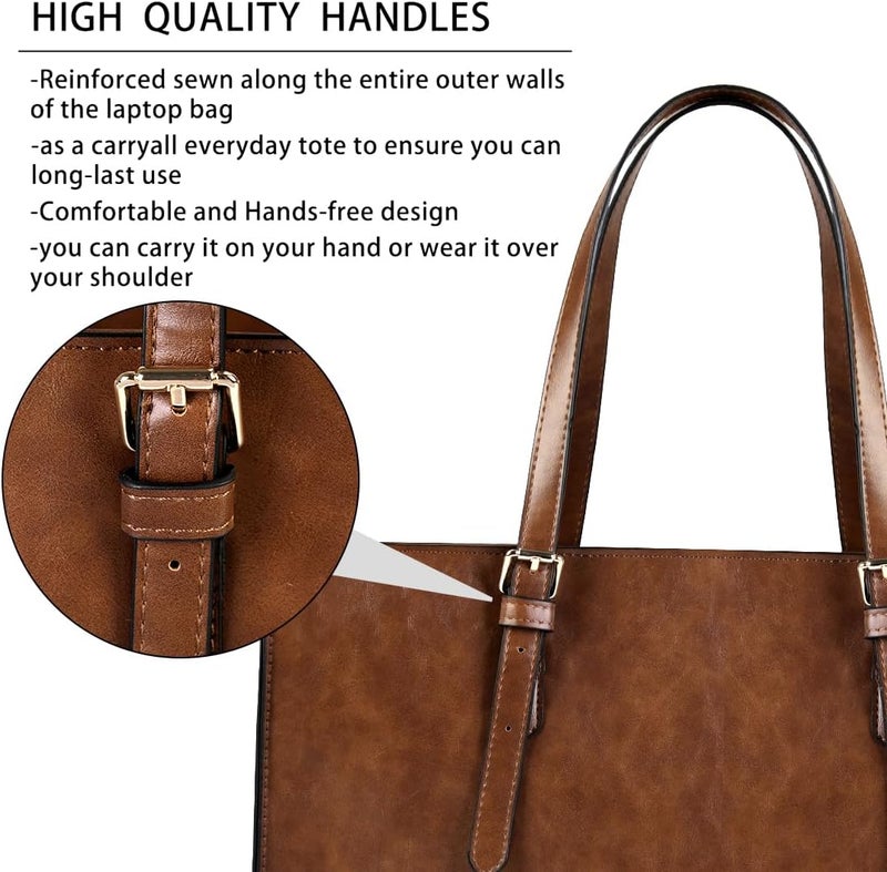 NUBILY Laptop Bag for Women Waterproof Lightweight Leather 15.6 Inch Computer Tote Bag - Image 5