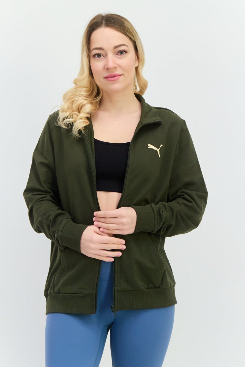 PUMA Women Regular Fit Long Sleeve Outdoor Sweatshirt, Olive - Image 1