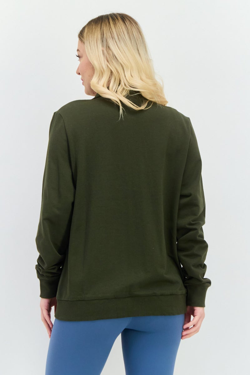 PUMA Women Regular Fit Long Sleeve Outdoor Sweatshirt, Olive - Image 3