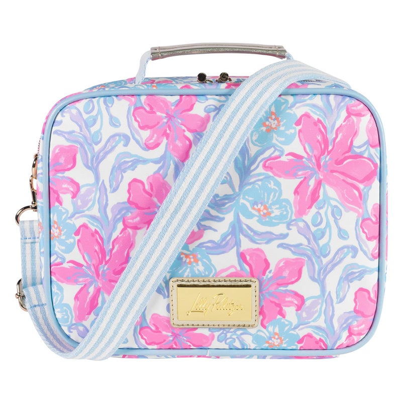 Lilly Pulitzer Insulated Lunch Box for Women, Cute Lunch Cooler Bag with Adjustable/Removable Shoulder Strap (Beachside Haven) - Image 1