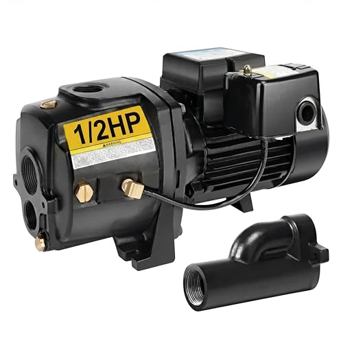 Acquaer Shallow/Deep Well Jet Pump, Cast Iron Convertible Pump with Ejector Kit, Well Depth Up to 25ft or 90ft, 115V/230V Dual Voltage, Automatic Pressure Switch - Image 1