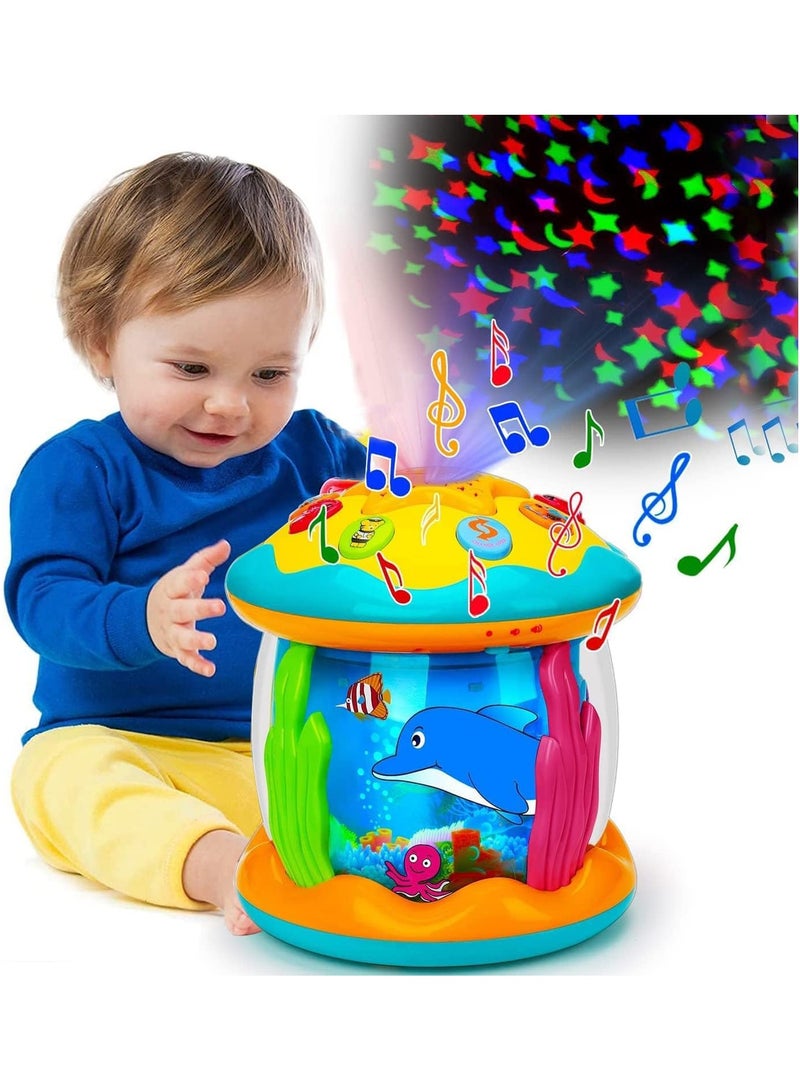 Baby Toys 6 to 12 Months 4 in 1 Musical Projector Rotating Tummy Time Learning Light Up Infant Baby Toys 0-3 3-6 9 12-18 Month Babies Toddlers 1 2 3 Year Old Boy Girl Kid Easter Gifts for Baby - Image 1