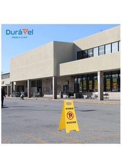 درافل لافتات Duravel القابلة للطي على الوجهين لمنع الوقوف، لافتة أرضية خارجية قابلة للطي محمولة باللون الأصفر، قائمة بذاتها وسهلة القراءة من البلاستيك  - Image 3