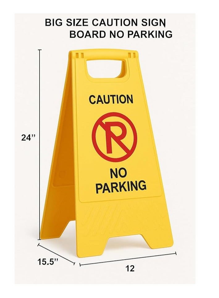 Duravel Duravel Two-Sided Fold-Out No Parking Signs, Portable Outdoor Folding Floor Sign Yellow, Self Standing & Easy to Read Plastic  - Image 2