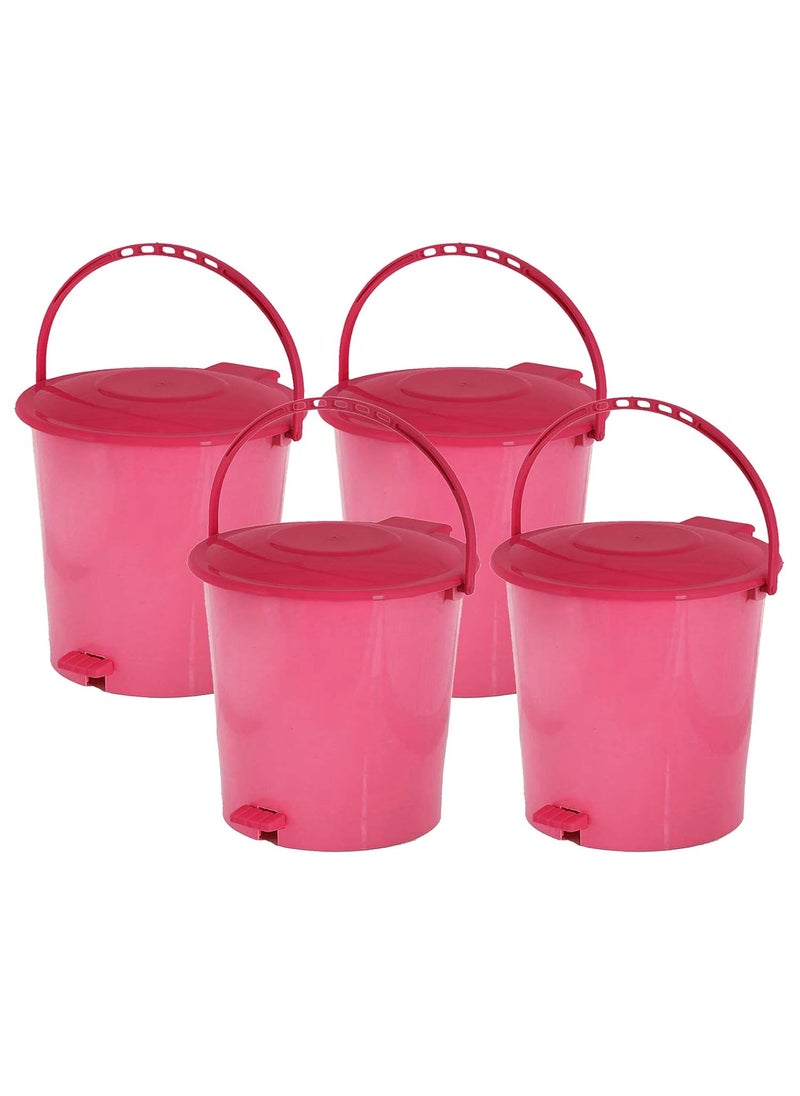 Kuber Industries Kuber Industries 4 Pieces Ultra Plastic Garbage Waste Dustbin for Home Office with Handle 5 Liters PinkKUBMART3021  - Image 1