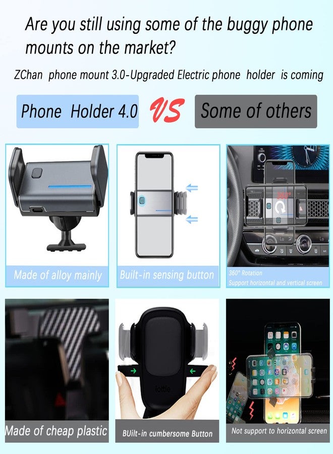 Zchan Car Phone Holder Fit for Honda Civic 2025-2022(NOT CRV/Accord/HRV) Upgraded Sensor Locked Phone Mount Custom,Auto-Clamping Cradle Free Hands 360 ° Adjustable Car Stand Apply to All Phone. - Image 4